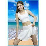 missmaral Beyaz Yüksek Bel Plaj Giyim Şortlu Etek Skirt With Shorts Beach Wear & Tennis