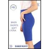 missmaral Biker Şort Yüksek Bel İç Göstermez Esnek Yumuşak Likralı Soft tBiker Basics Saks Mavi