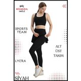 missmaral Kadın 2Lİ Takım Yüksek Bel Şortlu Tayt & Pedli Spor Crop Fitness Koşu Spor Deniz Havuz Beach 3104