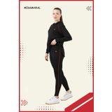 missmaral Kadın Eşofman Takım Siyah Üst Tunik & Siyah Regular Fit Lycralı Tayt Dalgıç Kumaş Aktif Spor 3060