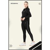 missmaral Kadın Eşofman Takım Spor Tunik & Slim Fit Tayt Dalgıç Kumaş Sports And Casual Siyah -beyaz 3060