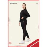 missmaral Kadın Eşofman Takım Spor Tunik & Slim Fit Tayt Dalgıç Kumaş Sports And Casual Siyah -kırmızı 3060