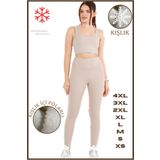 missmaral Kadın Kışlık Içi Polarlı Taş Rengi Yüksek Bel Toparlayıcı Tayt Curve High Waist Fleece Winter 1024