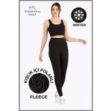 missmaral Kadın Kışlık Polarlı Siyah Yüksek Bel Toparlayıcı Tayt Curve High Waist Fleece Winter Tights 102403