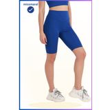 missmaral Kadın Saks Mavi Yüksek Bel Toparlayıcı Kısa Spor Tayt Biker Şort Basics Casual & Comfort 1070