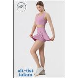 missmaral Kadın Spor Takım Lila Şort Etek ve Ped Destekli Crop Bra Takım Tenis Deniz Havuz Active Sports