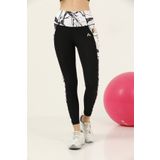 missmaral Kadın Spor Tayt Beyaz & Siyah Yüksek Bel Toparlayıcı Çift Cepli Slim Fit