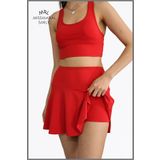 missmaral Kırmızı Etek Içi Sabit Şortlu Lycralı Yüksek Bel Skirt With Shorts Casual Beachwear Tennis 1101