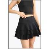 missmaral Mykonos Etek Siyah Içte Sabit Şortlu Yüksek Bel Likralı Bürümcük Kumaş Skirt With Shorts 1101