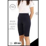 missmaral Siyah Biker Girls Şort Yüksek Bel İç Göstermez Esnek Yumuşak Likralı Soft Biker Basics ELT4070