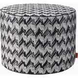 Missoni Fluidity Zigzag Puf, Monokrom Italyan Tasarım - 40 x 30 cm - Siyah - Gri