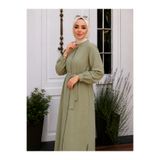 MissPuL Kadın Uzun Yazlık Muslin Tunik Ferace haki