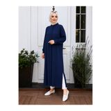 MissPuL Kadın Uzun Yazlık Muslin Tunik Ferace Lacivert