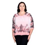 missrose Kadın Büyük Beden İçi Sandy Kumaş Şifon Kruvaze Bluz PEMBE 48