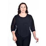 missrose Kadın Büyük Beden İçi Sandy Kumaş Şifon Kumaş Bluz SİYAH-SİYAH 48
