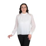 missrose Kadın Büyük Beden Jessica Kumaş Sifon Kol Dantel Manşet Uzun Kol Bluz KREM 48