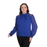 missrose Kadın Büyük Beden Jessica Kumaş Sifon Kol Dantel Manşet Uzun Kol Bluz SAKS 50