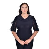 missrose Kadın Büyük Beden Sandy Kumaş Dantel Detaylı Broşlu Bluz SİYAH 46
