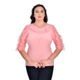 missrose Kadın Büyük Beden Sandy Kumaş Dantel Detaylı Broşlu Bluz SOMON 46