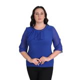missrose Kadın Büyük Beden Sandy Kumaş Kollar Dantel Yaka Taş Detaylı Bluz SAKS 44