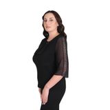 missrose Kadın Büyük Beden Sandy Kumaş Kollar Dantel Yaka Taş Detaylı Bluz SİYAH 44
