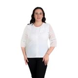 missrose Kadın Büyük Beden Sandy Kumaş Ön ve Yaka Dantelli Detaylı Bluz KREM 46