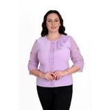 missrose Kadın Büyük Beden Sandy Kumaş Ön ve Yaka Dantelli Detaylı Bluz LİLA 44