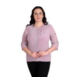 missrose Kadın Büyük Beden Sandy Kumaş Ön ve Yaka Dantelli Detaylı Bluz PUDRA 50