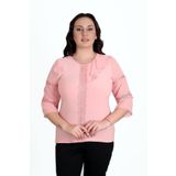 missrose Kadın Büyük Beden Sandy Kumaş Ön ve Yaka Dantelli Detaylı Bluz SOMON 44