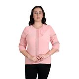 missrose Kadın Büyük Beden Sandy Kumaş Ön ve Yaka Dantelli Detaylı Bluz SOMON 46