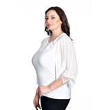missrose Kadın Büyük Beden Sandy Kumaş Önyaka Dantelli Broşlü Bluz SİYAH 48