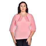 missrose Kadın Büyük Beden Sandy Kumaş Pullu İncili Dantel Kollar Şifon Bluz SOMON 46