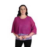 missrose Kadın Büyük Beden Sandy Kumaş Şifon Kol Dijital Baskılı Bluz FUŞYA 48