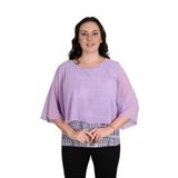 missrose Kadın Büyük Beden Sandy Kumaş Şifon Kol Dijital Baskılı Bluz LİLA 50