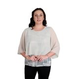 missrose Kadın Büyük Beden Sandy Kumaş Şifon Kol Dijital Baskılı Bluz TAŞ 44