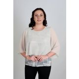 missrose Kadın Büyük Beden Sandy Kumaş Şifon Kol Dijital Baskılı Bluz TAŞ 46