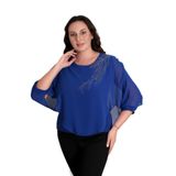 missrose Kadın Büyük Beden Sandy Kumaş Şifon Taş Detaylı Bluz SAKS 48