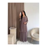 Missrosemoon Yeni Sezon Büyük Beden Tesettür 2’li Elbise Takım –Taş detaylı kısa ve Elbise Rahat Kalıp Şık Kombin