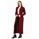 MISSRUBA Kadın Bordo Fitilli Uzun Hırka - FH0001