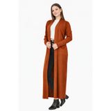 MISSRUBA Kadın Kiremit Fitilli Uzun Hırka - FH0001