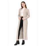 MISSRUBA Kadın Krem Fitilli Uzun Hırka - FH0001