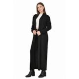 MISSRUBA Kadın Siyah Fitilli Uzun Hırka - FH0001