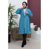 Missvalle Düğme Detaylı Kaşe Kaban Mavi 19247 - 46