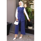 Missvalle Kemerli Yelek Pantolon Takım İndigo 19250