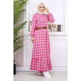 Missvalle Missvalle Fırfırlı Tesettür Elbise Pembe 19165 - 44