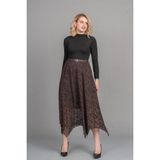 MissVina Asimetrik Zarafet Tül Etek 6845 - Kahve - 38