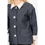 MissVina Bırdıe Peluş Yakalı Denim Kaban 2633 - 38 - Lacivert