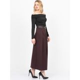 MissVina Emy Yırtmaçlı Etek 6830 - Bordo - 42