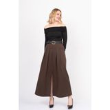 MissVina Emy Yırtmaçlı Etek 6830 - Kahve - 42