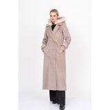 MissVina Furhood Luxe Coat Kürk Detaylı Premium Kaşe Palto Kadın Uzun Kol Vizon Renk 2619 - 38